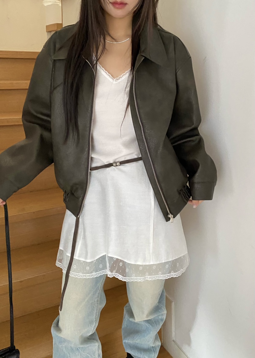 OUPPT韓國代購女裝新品熱賣時尚26春夏人氣真品推薦皮衣皮革OUPPT皮衣