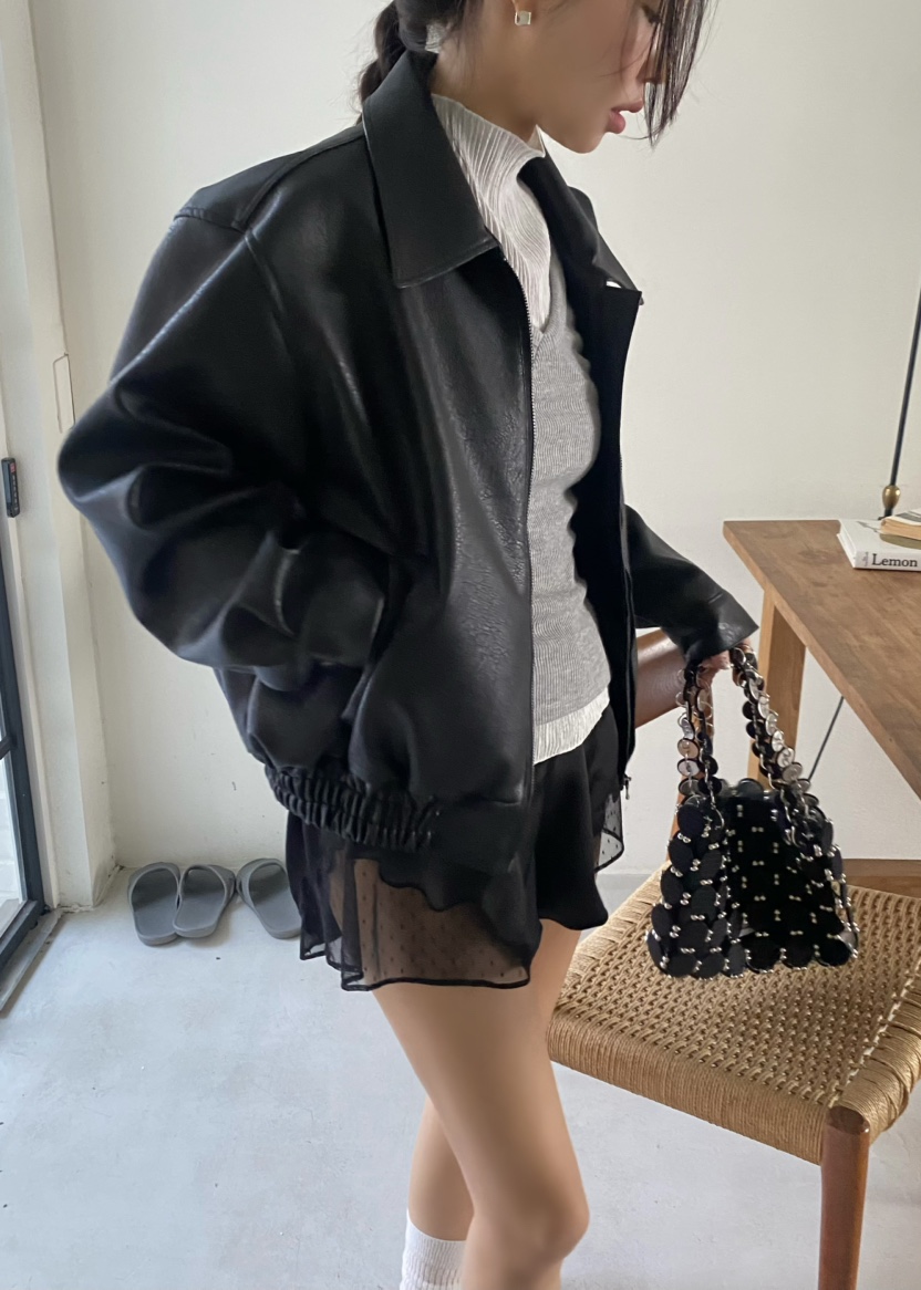 OUPPT韓國代購女裝新品熱賣時尚26春夏人氣真品推薦皮衣皮革OUPPT皮衣