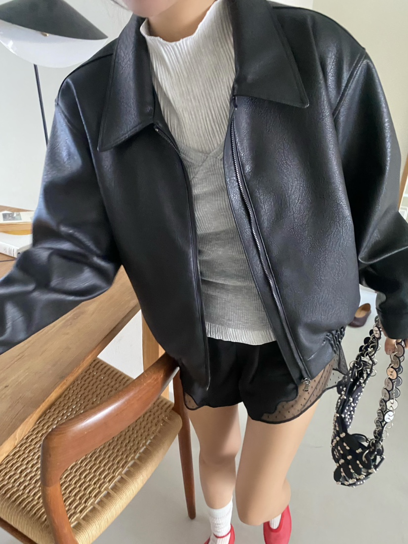 OUPPT韓國代購女裝新品熱賣時尚26春夏人氣真品推薦皮衣皮革OUPPT皮衣圖色2