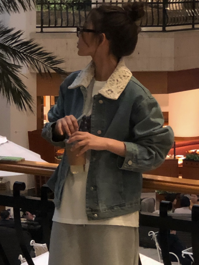 ONDO-P韓國直郵女士新款真品職業休閑人氣夾克可拆卸蕾絲ONDO-P夾克