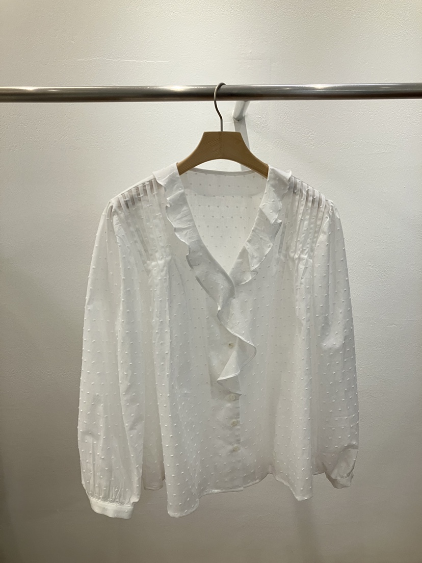 FL LANEL東大門代購女士新品熱賣26春夏襯衫蕾絲衫荷葉邊FL LANEL襯衫/蕾絲衫圖色1