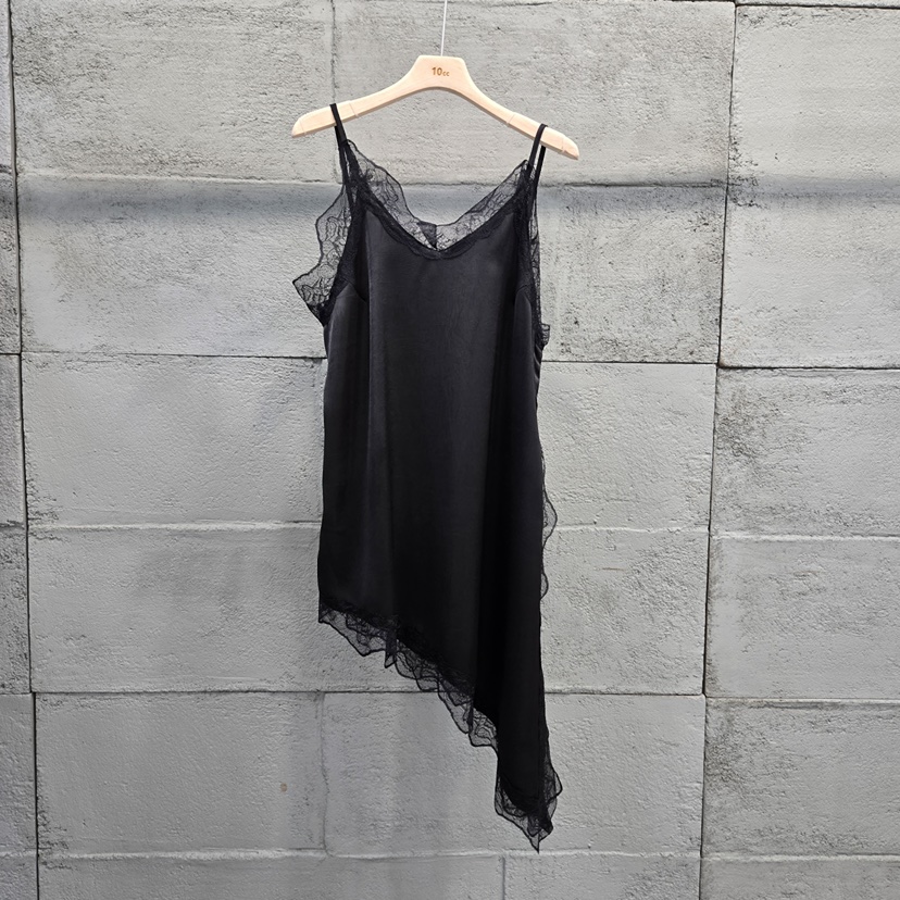 10CC韓國直郵女士新品真品熱賣休閑推薦吊帶背心不對稱蕾絲10CC吊帶/背心圖色2