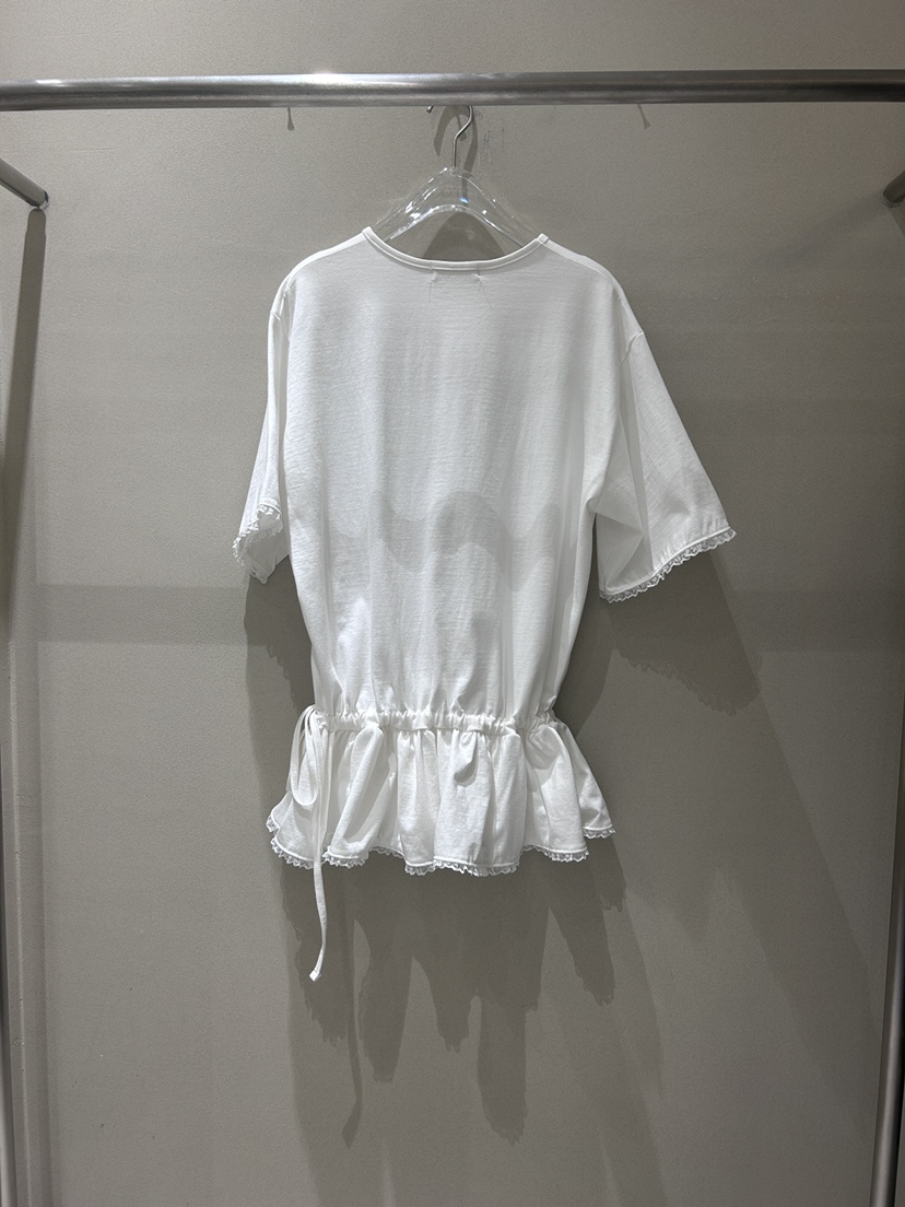 LATTE-P東大門代購女裝新款真品時尚休閑職業T恤蕾絲褶皺LATTE-PT恤