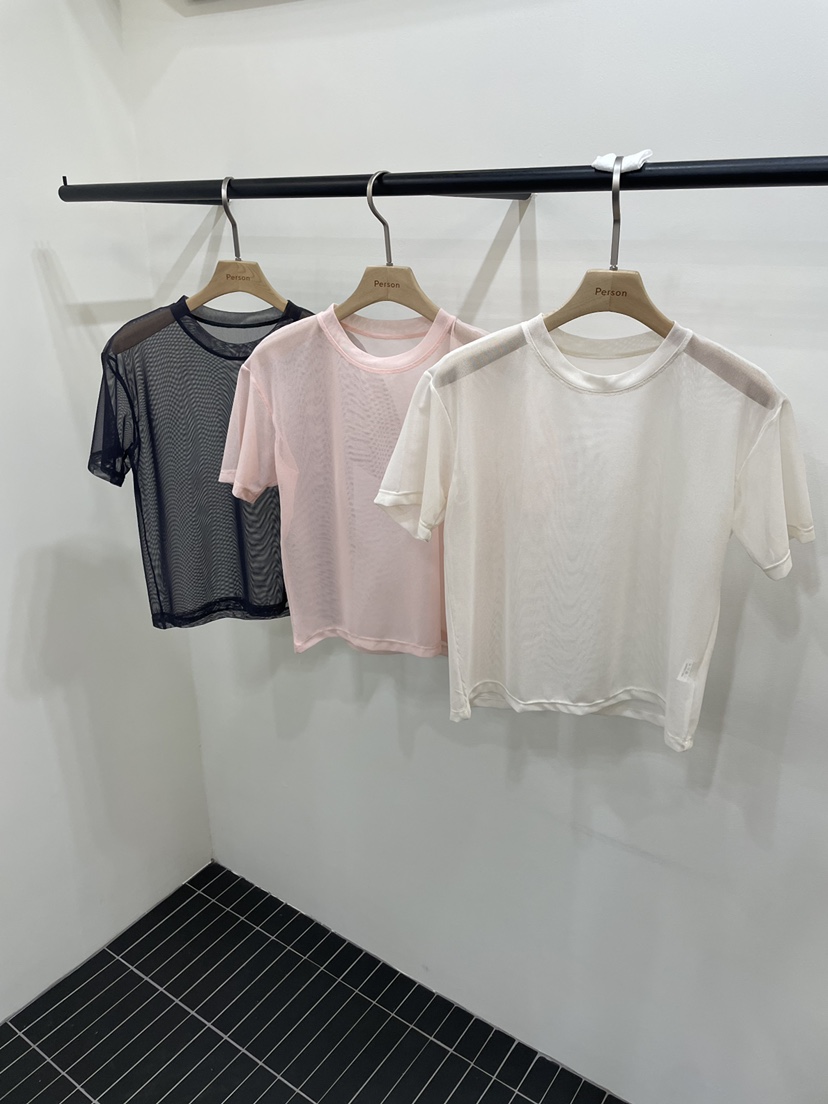 PERSON韓國直郵女士新品休閑熱賣推薦職業時尚26春夏T恤網眼PERSONT恤