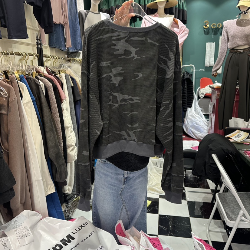 3COLOR東大門直郵女裝新款26春夏衛衣迷彩Three color衛衣