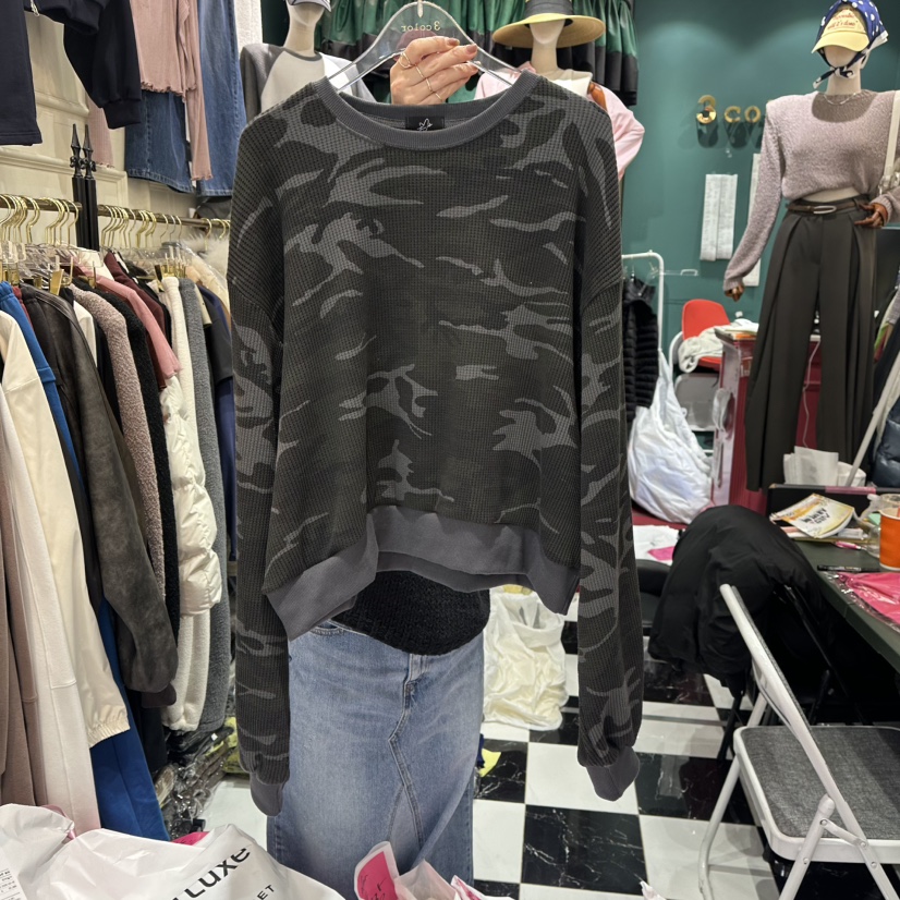 3COLOR東大門直郵女裝新款26春夏衛衣迷彩Three color衛衣圖色1