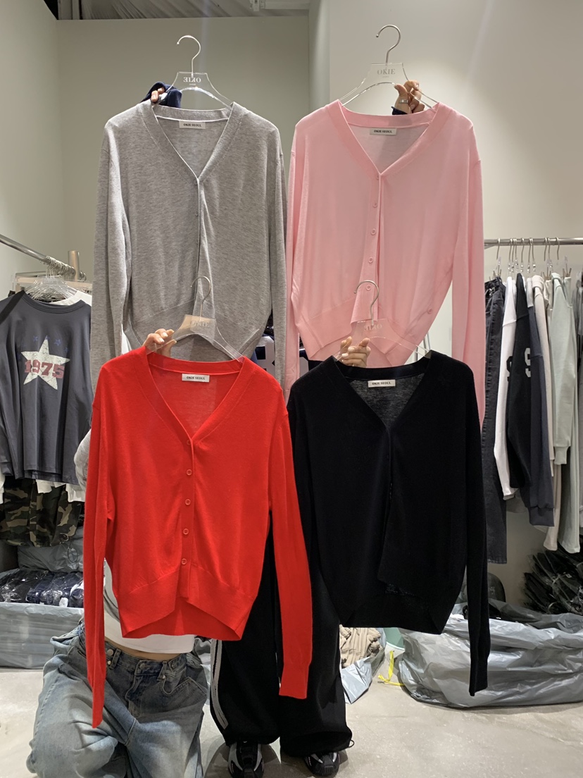 OKIE韓國代購女士新款26春夏人氣熱賣職業推薦針織衫V領開衫OKIE針織衫