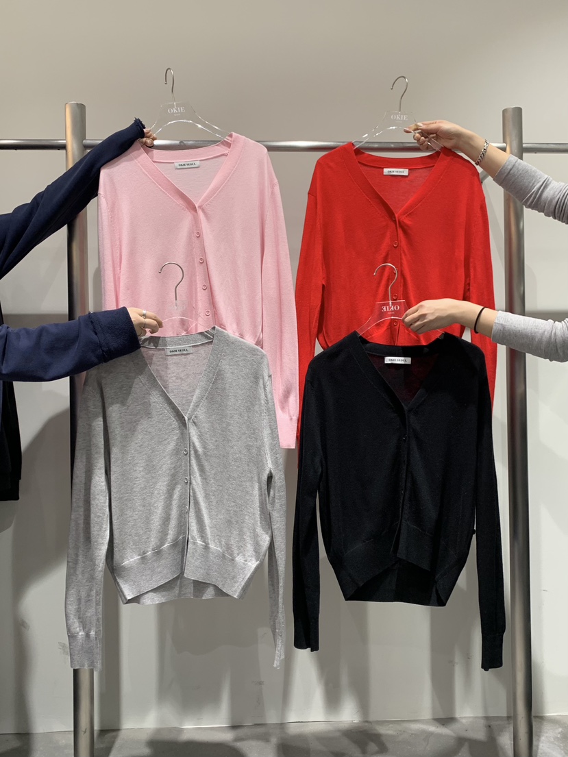 OKIE韓國代購女士新款26春夏人氣熱賣職業推薦針織衫V領開衫OKIE針織衫