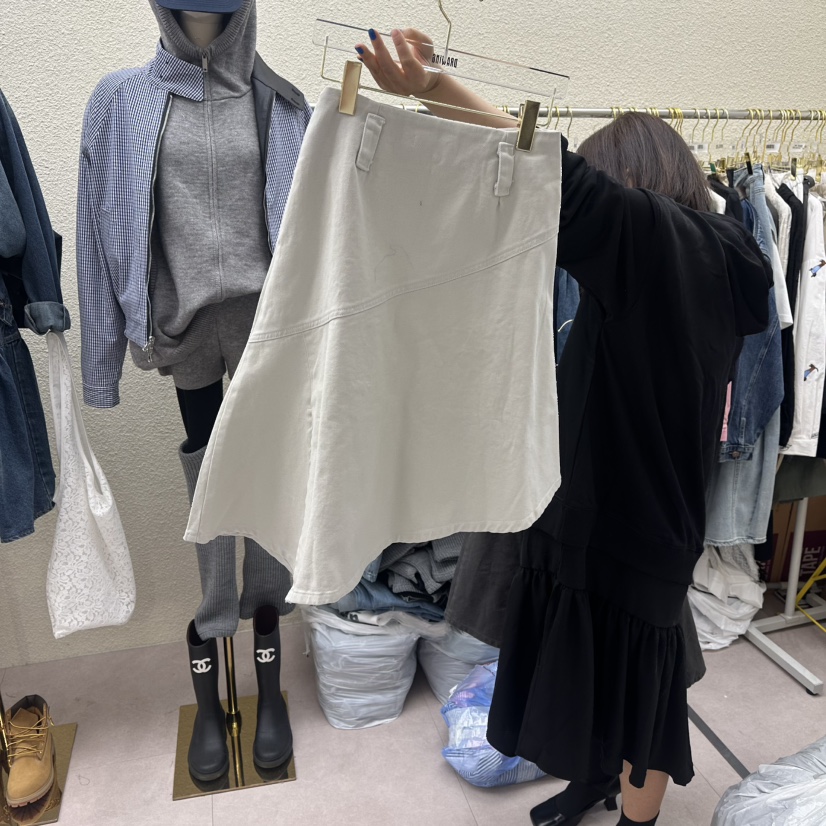 DRAWING韓國代購女士新款人氣職業時尚真品半身裙中短裙棉DRAWING半身裙/中短裙