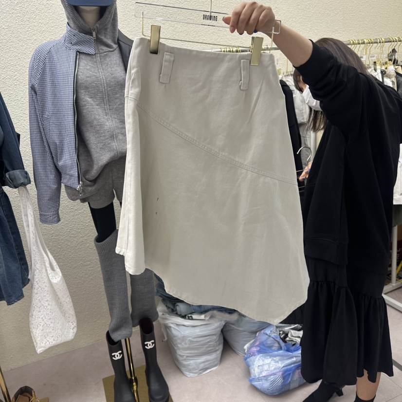 DRAWING韓國代購女士新款人氣職業時尚真品半身裙中短裙棉DRAWING半身裙/中短裙圖色1