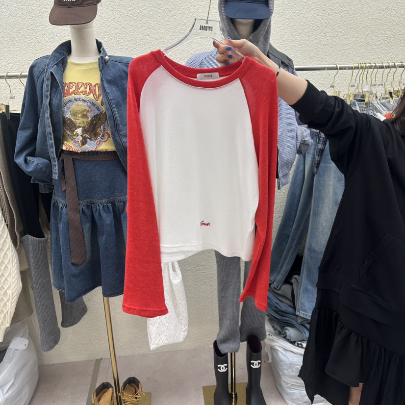 DRAWING東大門代購女裝新款推薦26春夏職業休閑真品長袖T恤DRAWING長袖T恤圖色1