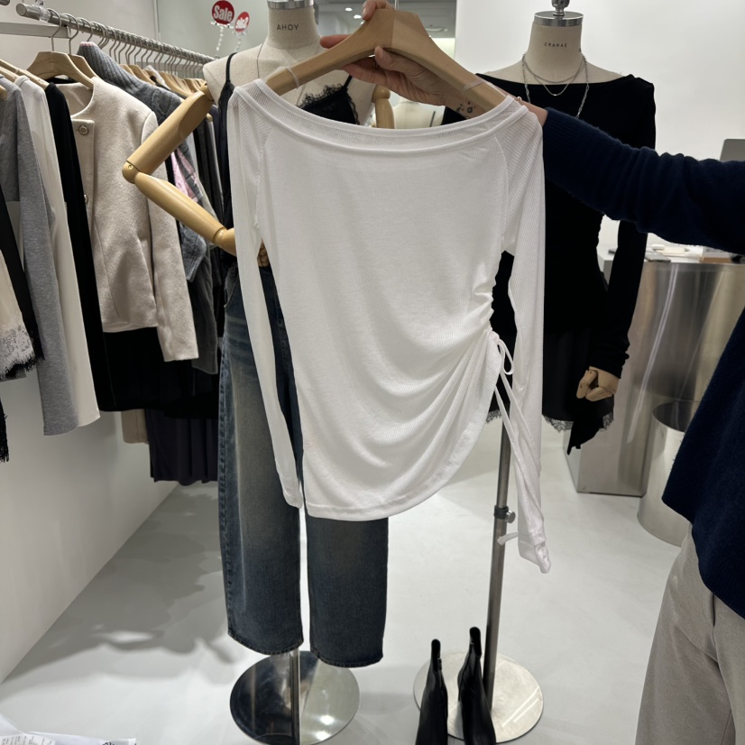 AHOY東大門實拍女士新款真品職業26春夏休閑人氣長袖T恤褶皺AHOY長袖T恤