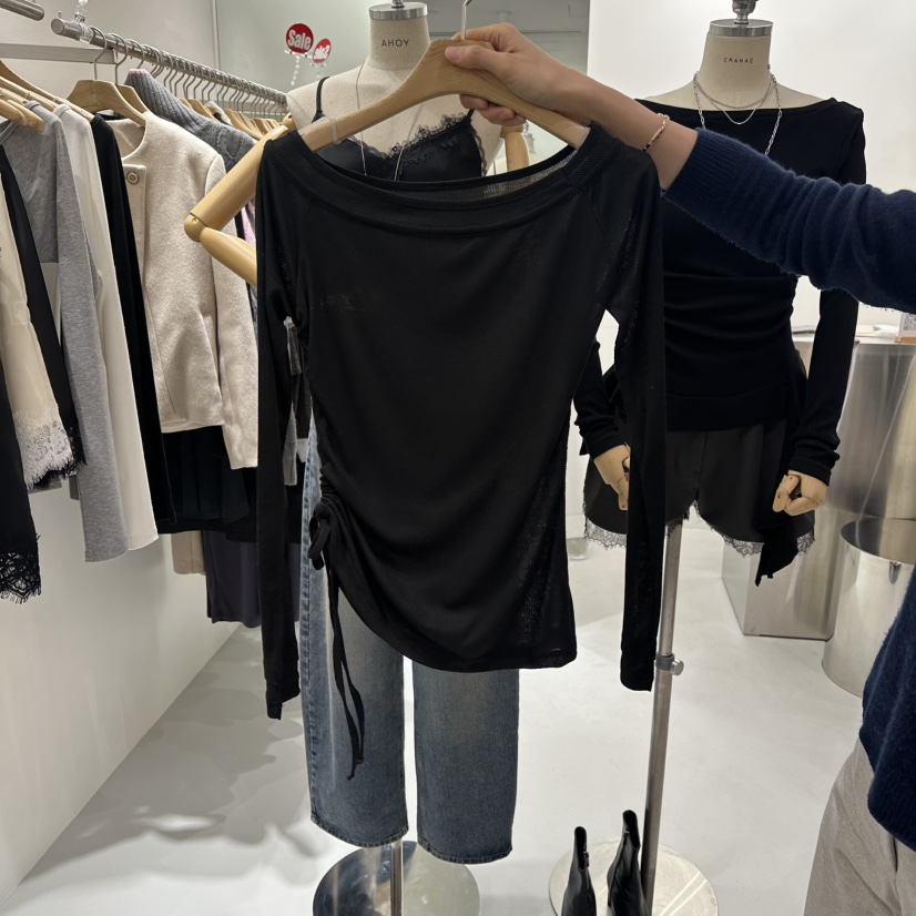 AHOY東大門實拍女士新款真品職業26春夏休閑人氣長袖T恤褶皺AHOY長袖T恤圖色3