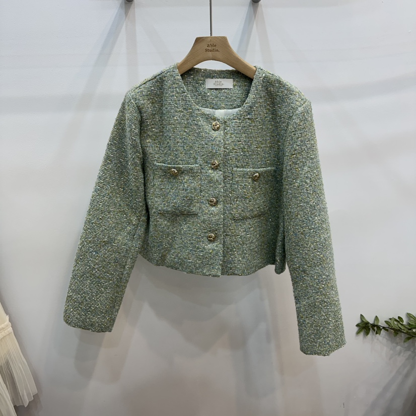 ABLESTUDIO東大門實拍女士新品人氣時尚休閑職業夾克粗花呢ABLESTUDIO夾克圖色1