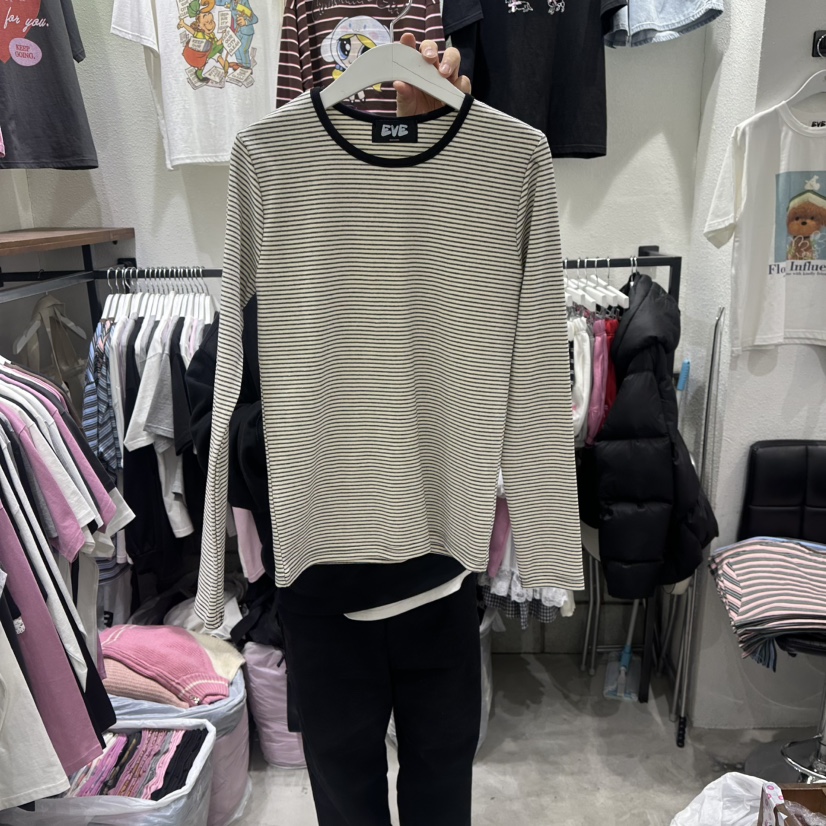 EVE東大門直郵女士新款休閑26春夏推薦時尚職業人氣長袖T恤EVE長袖T恤圖色1