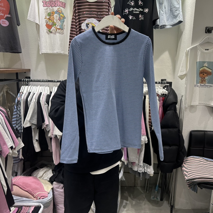 EVE東大門直郵女士新款休閑26春夏推薦時尚職業人氣長袖T恤EVE長袖T恤圖色2