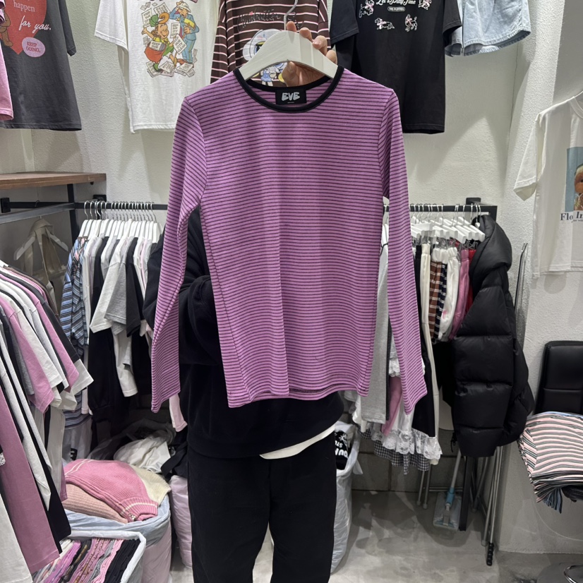 EVE東大門直郵女士新款休閑26春夏推薦時尚職業人氣長袖T恤EVE長袖T恤圖色3