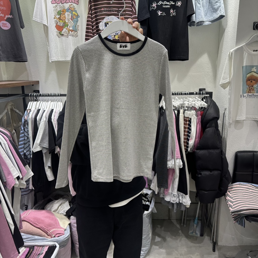 EVE東大門直郵女士新款休閑26春夏推薦時尚職業人氣長袖T恤EVE長袖T恤圖色4