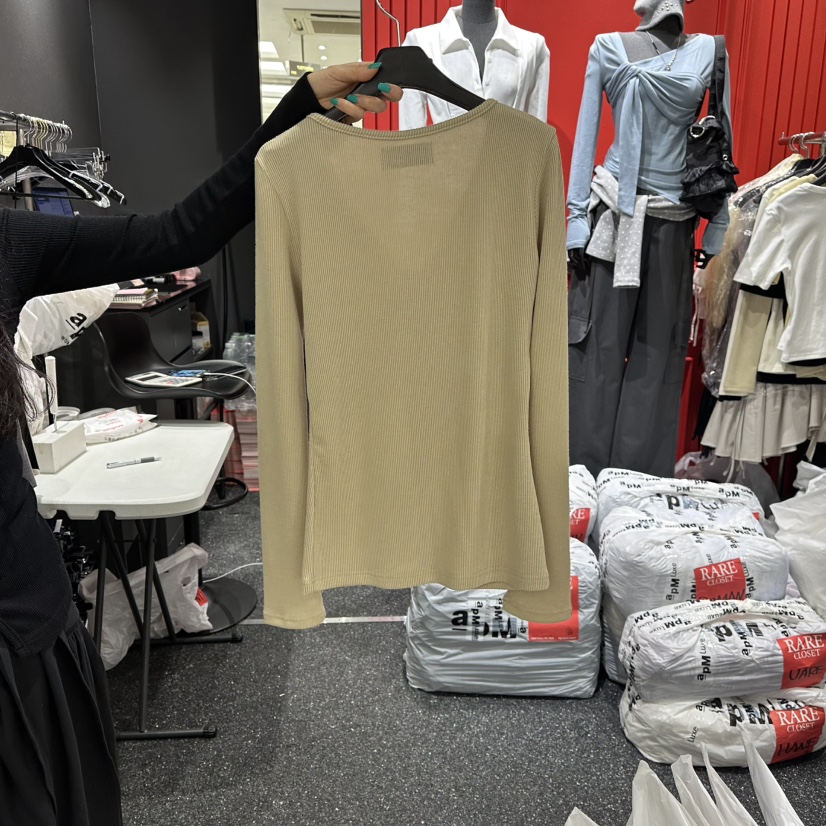 RARE CLOSET東大門代購女裝新品真品職業長袖T恤拉鏈褶皺RARE CLOSET長袖T恤