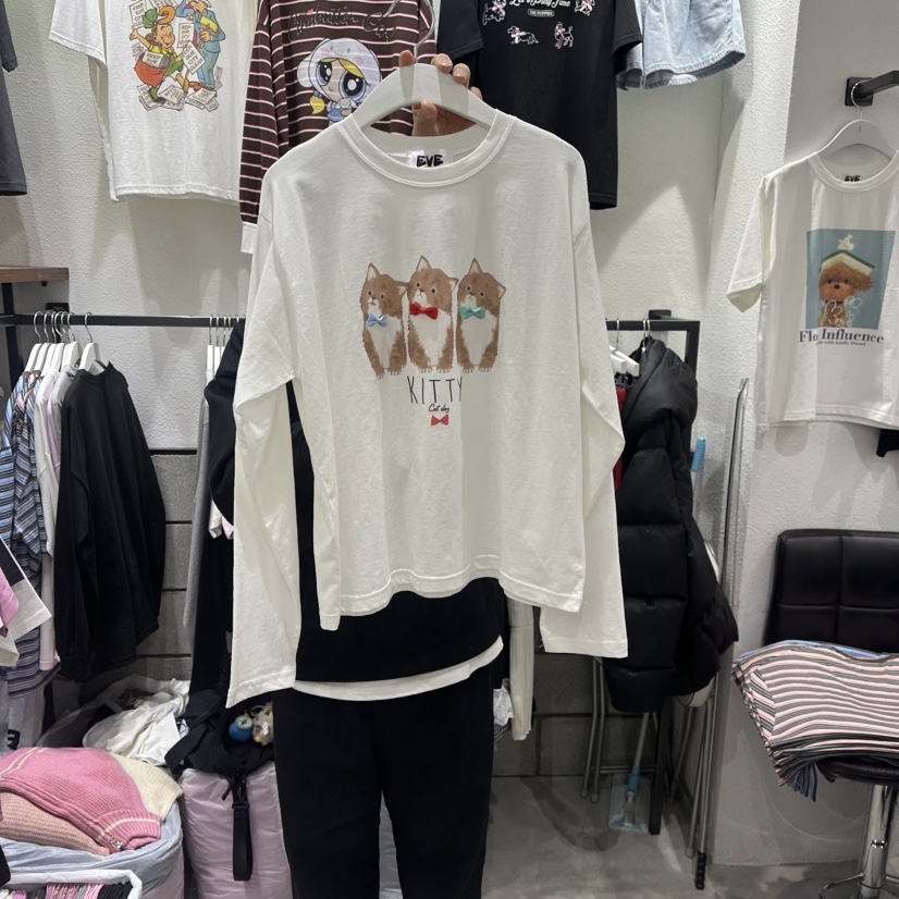 EVE韓國代購女士新品人氣休閑職業時尚真品熱賣26春夏長袖T恤EVE長袖T恤圖色1