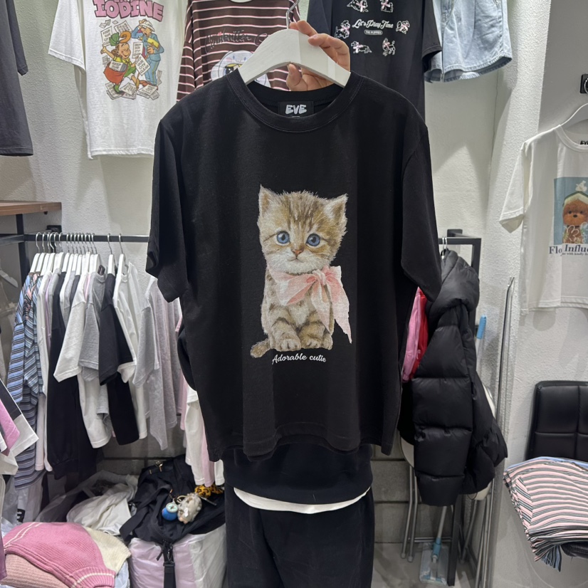 EVE韓國直郵女士新品職業真品時尚熱賣26春夏人氣休閑T恤EVET恤圖色3