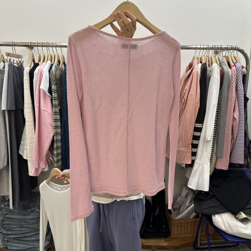 DELIGHT-L東大門直郵女裝新品人氣時尚26春夏長袖T恤天絲鏤空DELIGHT-L長袖T恤