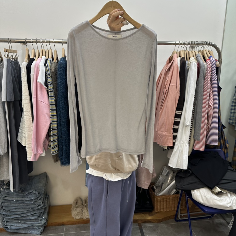 DELIGHT-L東大門直郵女裝新品人氣時尚26春夏長袖T恤天絲鏤空DELIGHT-L長袖T恤圖色3