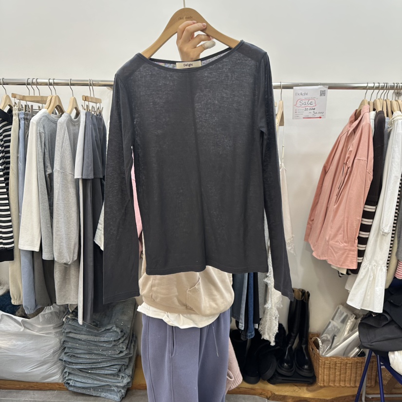 DELIGHT-L東大門直郵女裝新品人氣時尚26春夏長袖T恤天絲鏤空DELIGHT-L長袖T恤圖色4