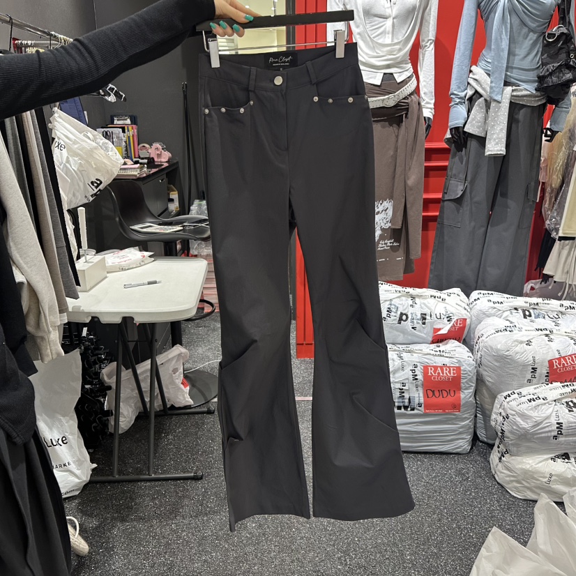 RARE CLOSET東大門代購女士新款休閑職業熱賣休閑褲褶裥RARE CLOSET休閑褲圖色1墨色