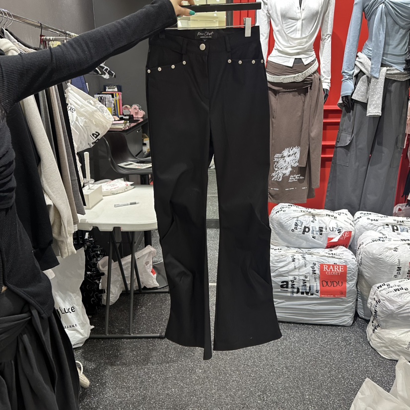 RARE CLOSET東大門代購女士新款休閑職業熱賣休閑褲褶裥RARE CLOSET休閑褲圖色2黑色