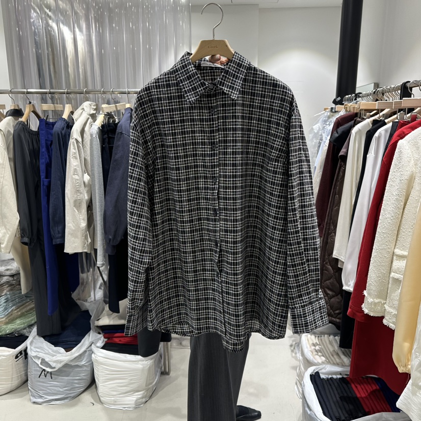 GREEK東大門直郵女裝新款休閑人氣時尚職業襯衫蕾絲衫格子GREEK襯衫/蕾絲衫圖色2黑色