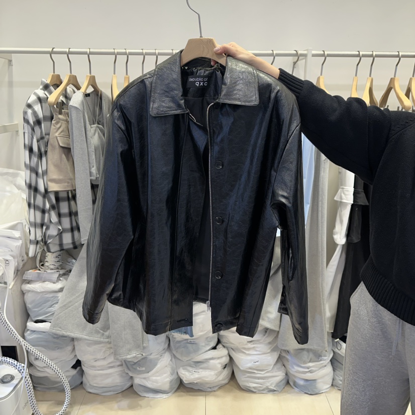 Q C韓國代購女裝新款推薦真品休閑熱賣職業時尚皮衣皮革Republlc of qc皮衣圖色1