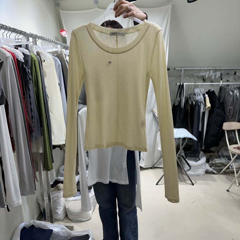OWNS韓國代購女士新款推薦職業26春夏長袖T恤不含內搭天絲OWNS HAUS長袖T恤圖色1