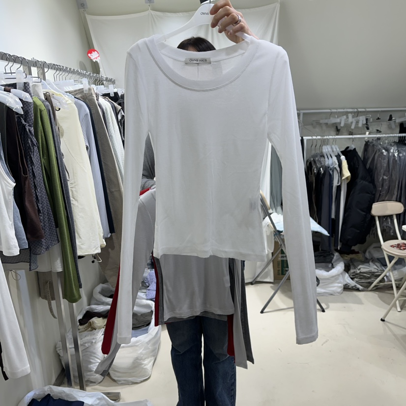 OWNS韓國代購女士新款推薦職業26春夏長袖T恤不含內搭天絲OWNS HAUS長袖T恤圖色2