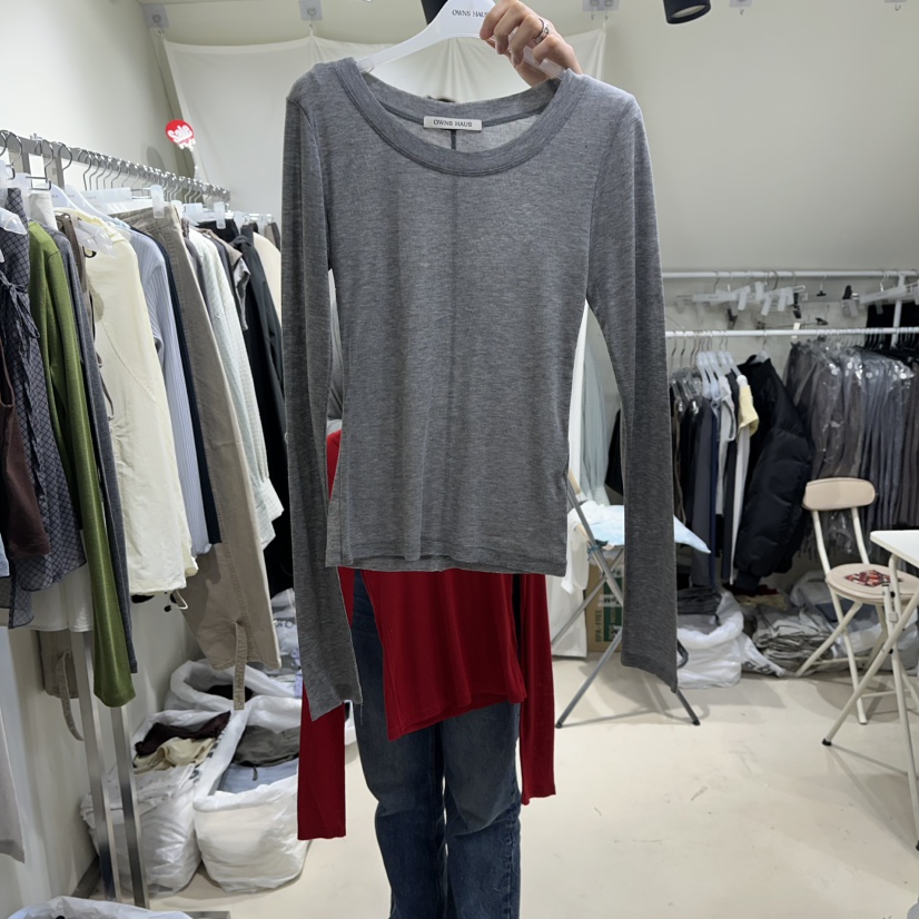 OWNS韓國代購女士新款推薦職業26春夏長袖T恤不含內搭天絲OWNS HAUS長袖T恤圖色4