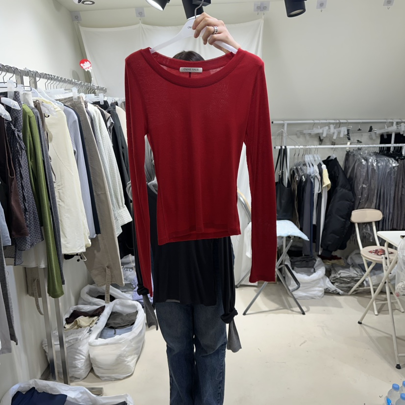 OWNS韓國代購女士新款推薦職業26春夏長袖T恤不含內搭天絲OWNS HAUS長袖T恤圖色5