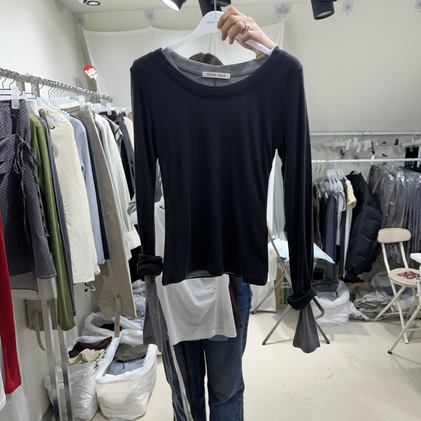 OWNS韓國代購女士新款推薦職業26春夏長袖T恤不含內搭天絲OWNS HAUS長袖T恤圖色6