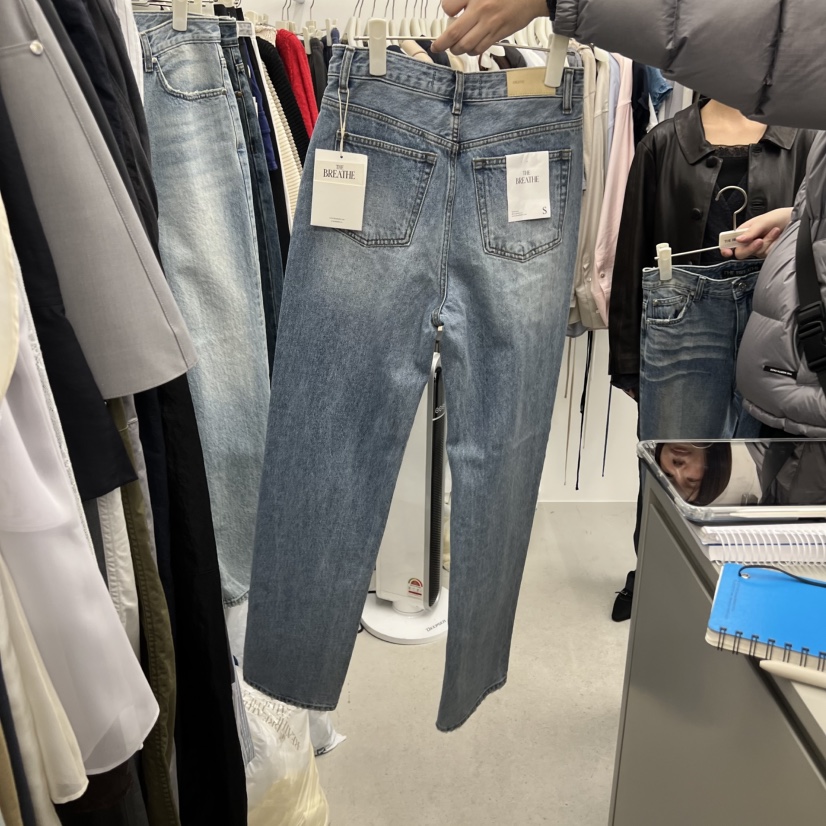 BREATHE東大門直郵女裝新款26春夏時尚職業人氣牛仔褲口袋BREATHE牛仔褲