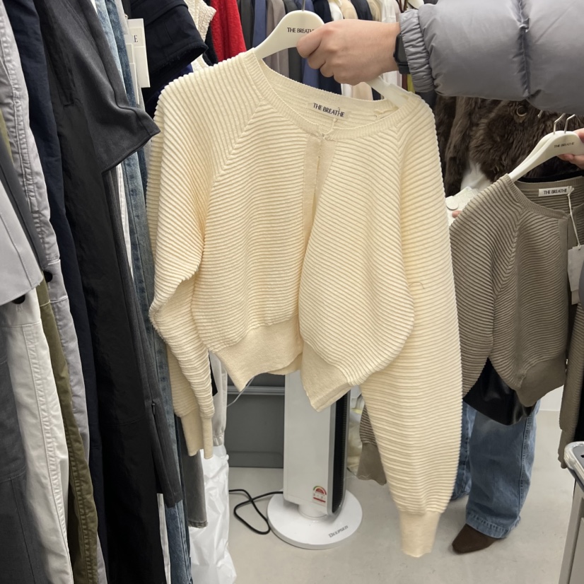 BREATHE東大門代購女士新款休閑真品熱賣26春夏針織衫褶裥開衫BREATHE針織衫圖色1