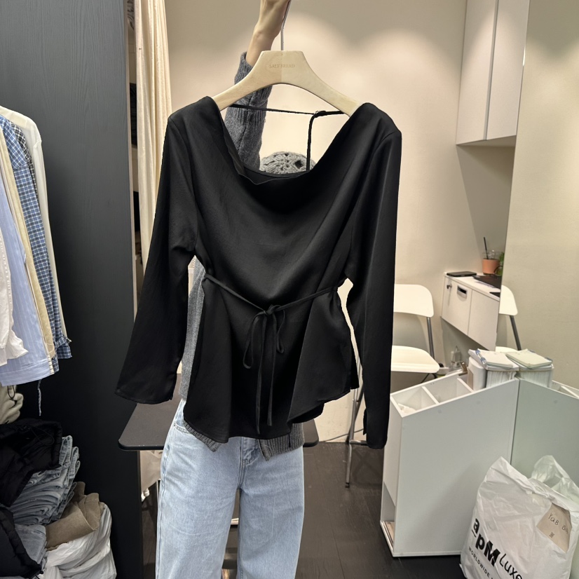 SALT BREAD韓國直郵女裝新款真品人氣休閑襯衫蕾絲衫含腰繩SALT BREAD襯衫/蕾絲衫圖色2