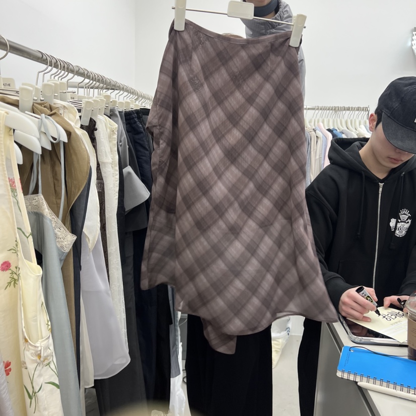 BREATHE東大門直郵女裝新款時尚熱賣休閑半身裙中短裙格子BREATHE半身裙/中短裙