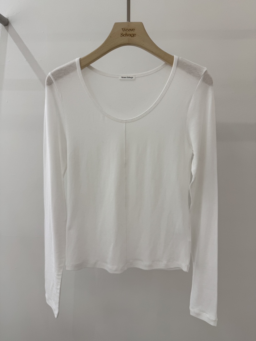 WEAUE SELVAGE東大門代購女士新款熱賣休閑真品人氣長袖T恤Weave Selvage長袖T恤圖色1白色