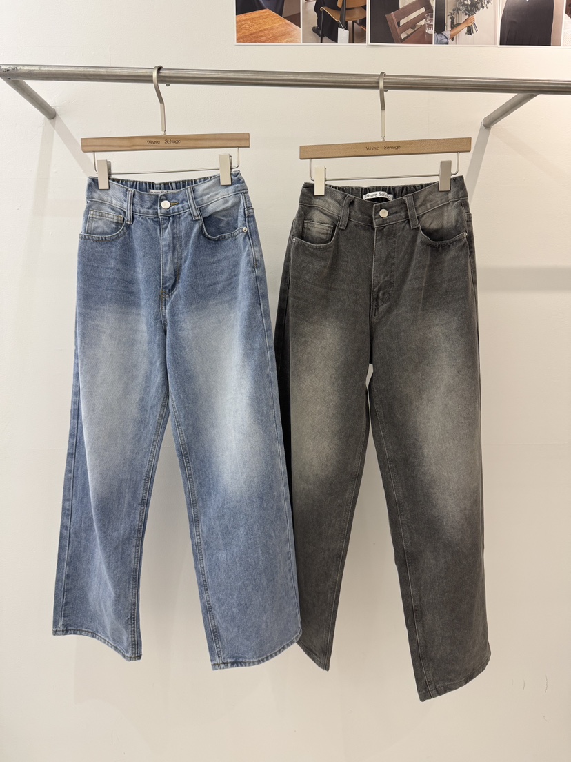 WEAUE SELVAGE東大門實拍女裝新款熱賣26春夏牛仔褲直筒牛仔Weave Selvage牛仔褲