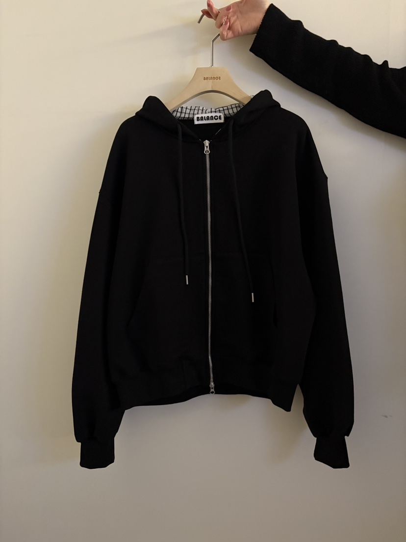 BALANCE韓國代購女裝新款休閑26春夏人氣夾克拉鏈格紋連帽BALANCE夾克圖色3