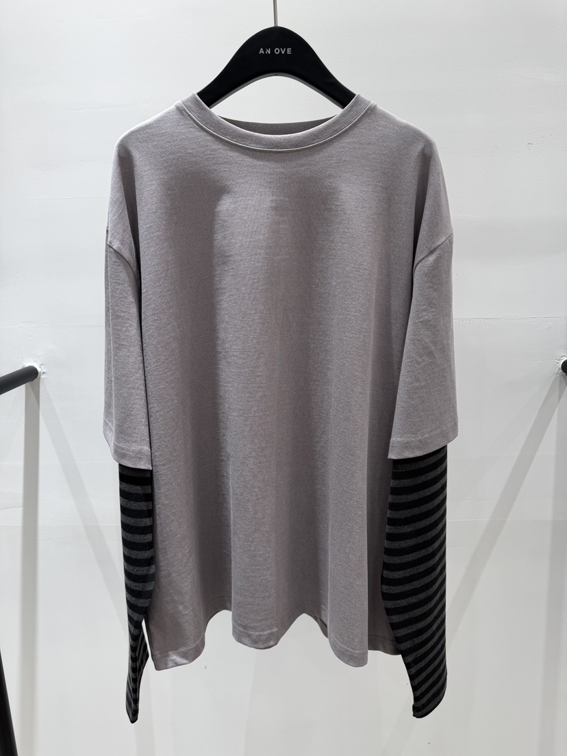 ANOVE東大門代購女士新款休閑真品推薦長袖T恤假兩件復古ANOVE長袖T恤圖色1