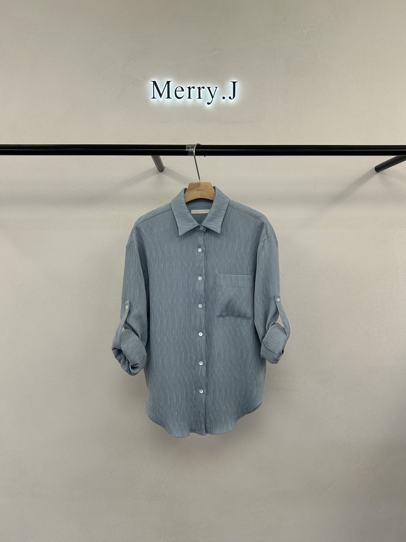 MERRY-J韓國代購女士新品真品26春夏推薦襯衫蕾絲衫褶皺MERRY-J襯衫/蕾絲衫圖色1