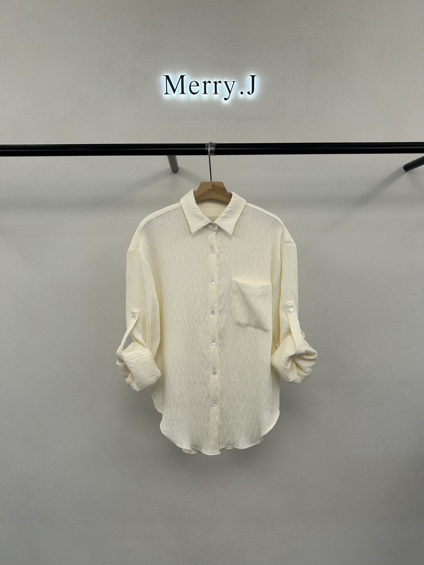 MERRY-J韓國代購女士新品真品26春夏推薦襯衫蕾絲衫褶皺MERRY-J襯衫/蕾絲衫圖色2