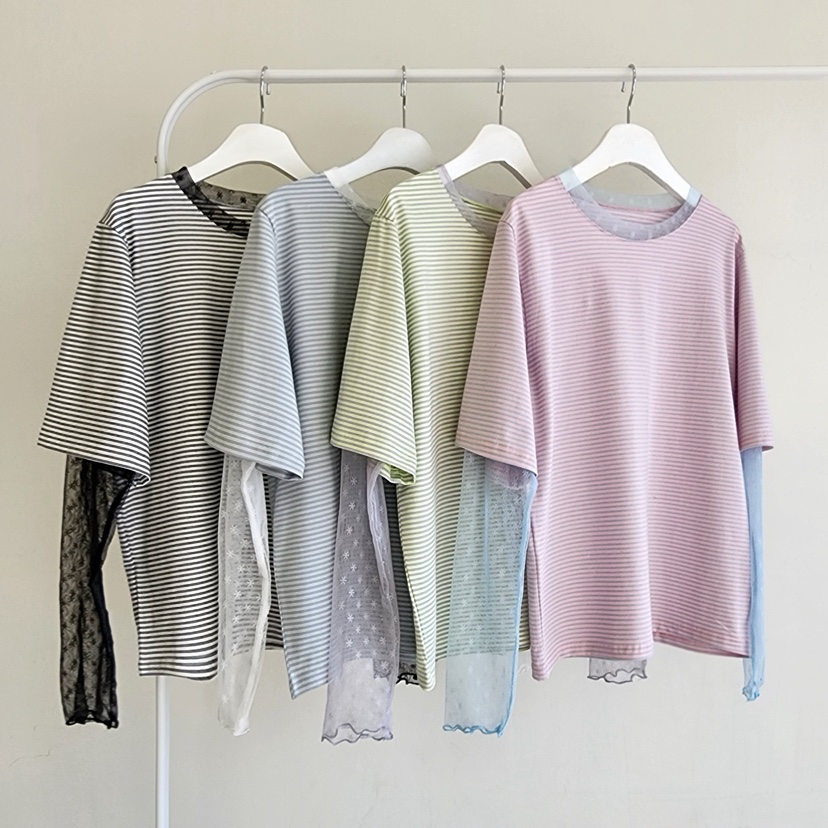 LA BLOOM東大門代購女裝新品時尚人氣26春夏長袖T恤假兩件La Bloom長袖T恤