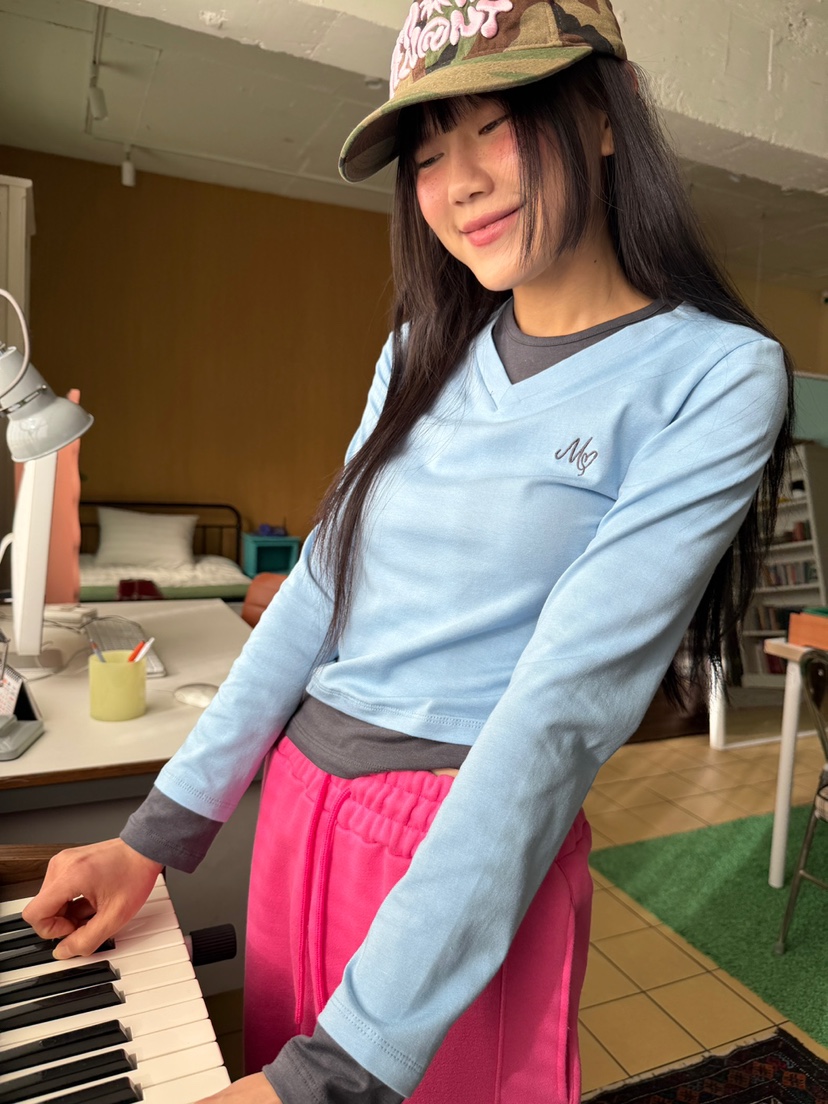 MORE THAN-P韓國代購女裝新款休閑推薦真品長袖T恤假兩件MORE THAN長袖T恤