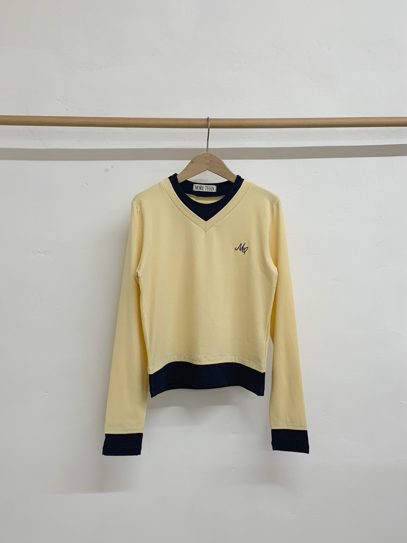 MORE THAN-P韓國代購女裝新款休閑推薦真品長袖T恤假兩件MORE THAN長袖T恤圖色1